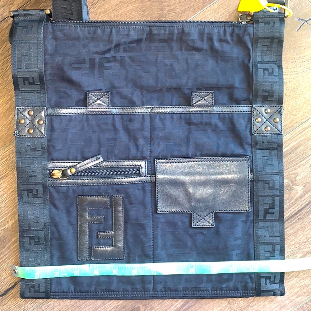 Fendi zucca sling messenger bag black authenticated by posh